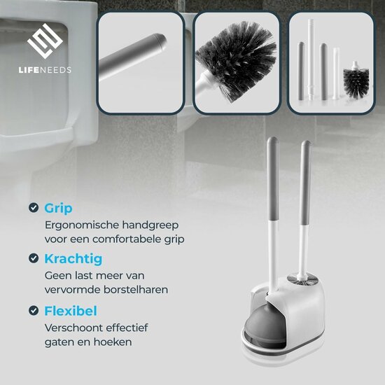 12 stuks 2 in 1 Toiletborstel met Houder en Ontstopper