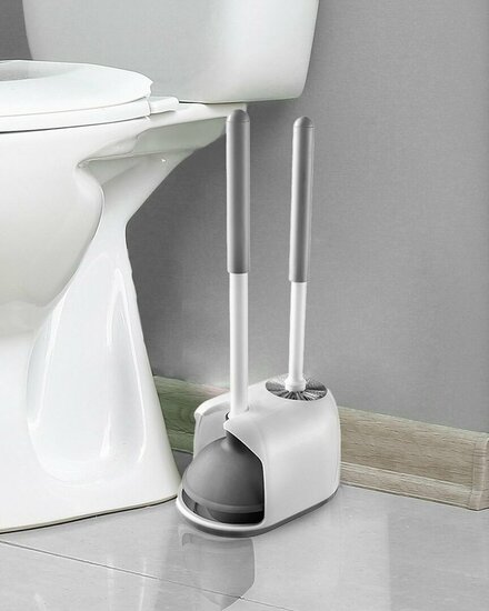 12 stuks 2 in 1 Toiletborstel met Houder en Ontstopper