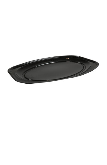 50 stuks Cateringschaal, Schaal van gerecycled PET, ovaal, 450x300x22mm, zwart