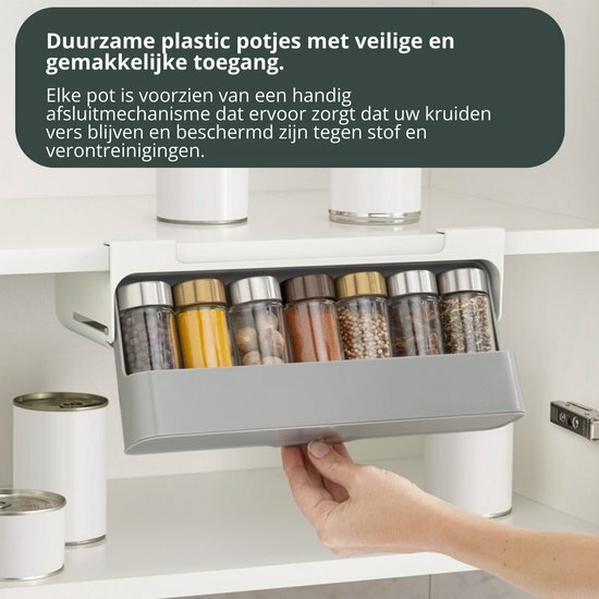 12 stuks Ophangbaar Kruidenrek inclusief 6 Kruidenpotjes