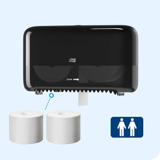 4 stuks Tork - Toiletpapier Dispenser - Zwart - T7 Mid-size Elevation Lijn 